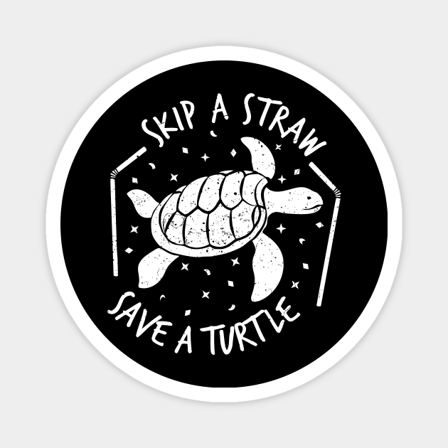Skip a Straw Save a Turtle for Earthday - Vintage Retro Design T Shirt 4 Magnet by luisharun